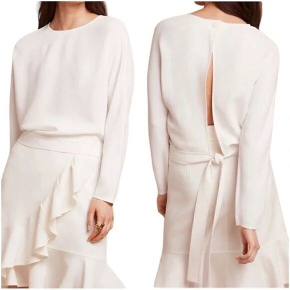 Aritzia Wilfred Laon Blouse Tie-Back Long Sleeve Top Black Size Medium - Picture 3 of 5